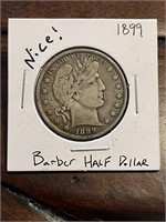 1899 US Silver Barber Half Dollar