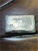 Vintage Hammered PMM .999 Silver Bar 5.3 troy oz