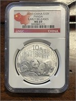 2013 China 1oz Silver Panda Early Release NGC MS69