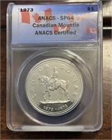 1973 Canadian Special Proof Mountie Silver Dollar