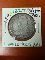 Gorgeous 1827 Early CAPPED BUST Half Dollar GEM!!