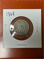 1868 US Shield Nickel 5 cent