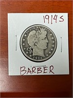 Better Date 1914 S BARBER Silver Half Dollar