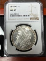 1885 O Morgan Silver Dollar Graded NGC MS63