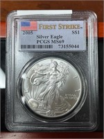 2005 US Silver American Eagle PCGS Graded MS69