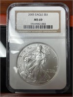 2005 US Silver American 1oz Eagle NGC MS69
