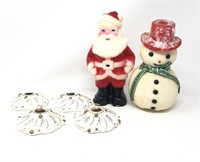 Christmas Santa Snowman Candles & Holders