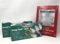 Lot of Clear Mini Lights & Frosted Star Topper