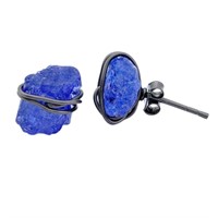 Natural 8.09ct Rough Tanzanite Wire Stud Earrings