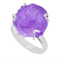 Natural 9.99ct Rough Amethyst Solitaire Ring