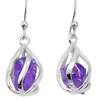 Natural 7.87ct Rough Cage Amethyst Earrings