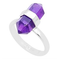 Natural 6.04ct Double Pointer Amethyst Ring