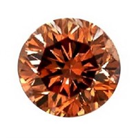 Genuine 0.65ct Round Cognac Red Diamond