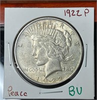 BU 1922 US silver PEACE Dollar