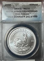 2018 MS70 1oz South Africa Krugerrand silver coin