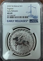 2022 1oz .999 St. Helena PEGASUS coin MS69
