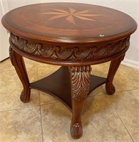 E - NICE, ROUND ACCENT TABLE W/ INLAY TOP