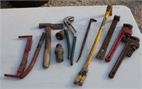 Pipe wrenches and other tools