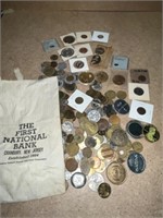 COIN BAG FULL of TOKENS & OTHER