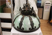 Large Glass& Metal Light Fixture - One Of A Kind