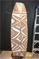 CARVED WOOD TRIBAL WAR SHEILD 70"x22" -IMPERFECT