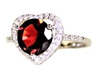 Genuine Heart Garnet Halo Ring