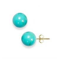 14k Gold 6mm Turquoise Ball Stud Earrings