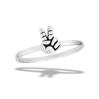 Sterling Silver Hand Made Peace Sign Ring
