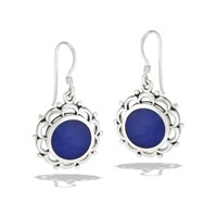 Sterling Silver Flower Design With Synthetic Lapis