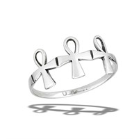 Sterling Silver High Polish Triple Ankh Ring