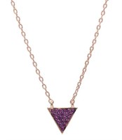 Geometric Ruby Pave Triangle Necklace