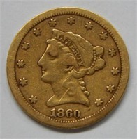 1860 S $2.50 Gold Coin