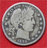 1892 S Barber Silver Half Dollar