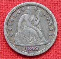 1849 Seated Liberty Silver Dime