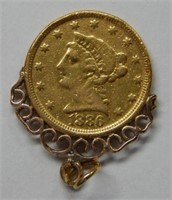 1886 $2.50 Gold Coin w/ Bezel