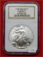 2000 American Eagle NGC MS69 1 Ounce Silver