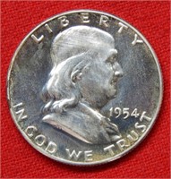 1954 Franklin Silver Half Dollar Proof Cameo