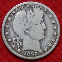 1893 O Barber Silver Half Dollar