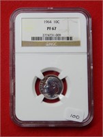1964 Roosevelt Silver Dime NGC PF67