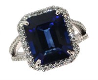 14k Gold 8.36 ct Sapphire & Diamond Ring