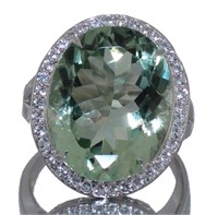 Oval 20.76 ct Natural Green Amethyst & Topaz Ring