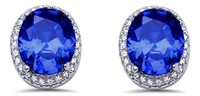Oval 4.15 ct Sapphire Designer Earrings