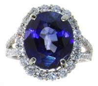 14kt Gold 9.76ct Brilliant Sapphire & Diamond Ring