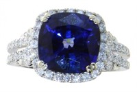 14kt Gold 6.10ct Brilliant Sapphire & Diamond Ring