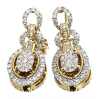 14kt Gold Oval 1.00 ct Diamond Teardrop Earrings