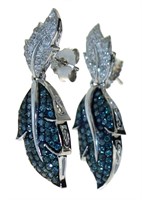 2Stunning 1.00 ct Blue & White Diamond Earrings