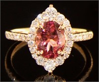 14K Rose Gold 1.68 ct Tourmaline &  Diamond Ring