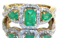 14kt Gold 1.00 ct Natural Emerald & Diamond Ring