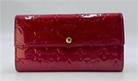Louis Vuitton Vernis Sarah Long Bifold Wallet Red