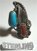 E - STERLING SILVER & STONES RING (C54)